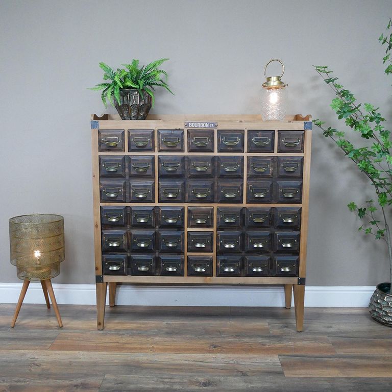 Cabinet - Multi Drawer - Wide - Wood and Metal