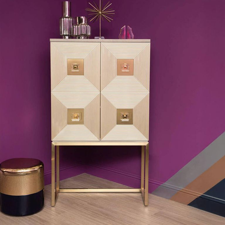 Duvali Hall Cabinet - 2 Door - Silver and Gold