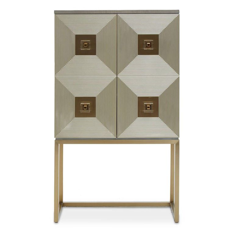 Duvali Hall Cabinet - 2 Door - Silver and Gold
