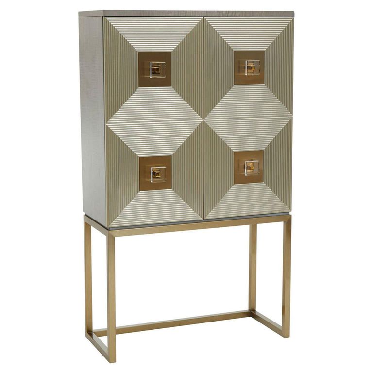 Duvali Hall Cabinet - 2 Door - Silver and Gold