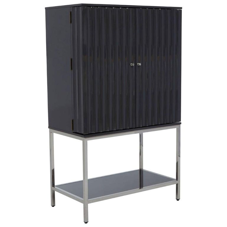 Genoa Hall Cabinet - 2 Door - Fluted Grey High Gloss