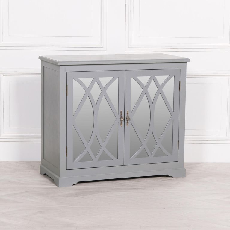 Grey Mirrored Cupboard - 2 Door