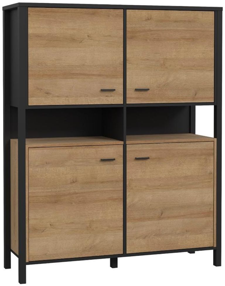 High Rock Oak Effect 4 Door Storage Cabinet