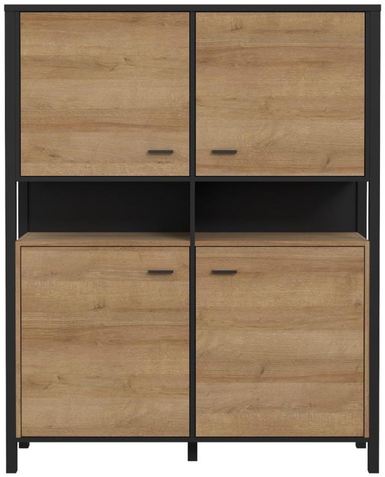 High Rock Oak Effect 4 Door Storage Cabinet