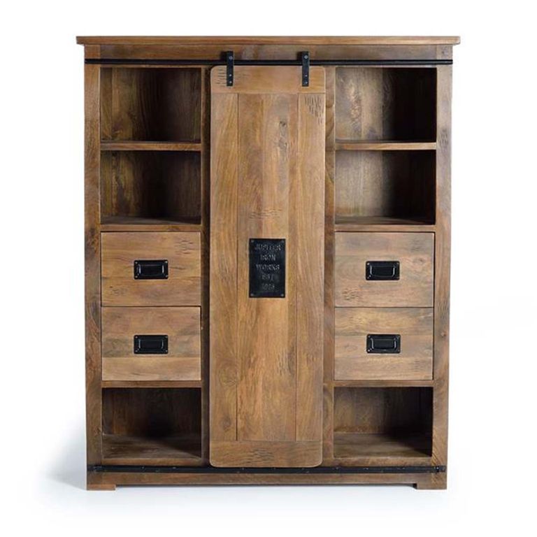 Iron Works Cabinet - Mango Wood - 1 Door