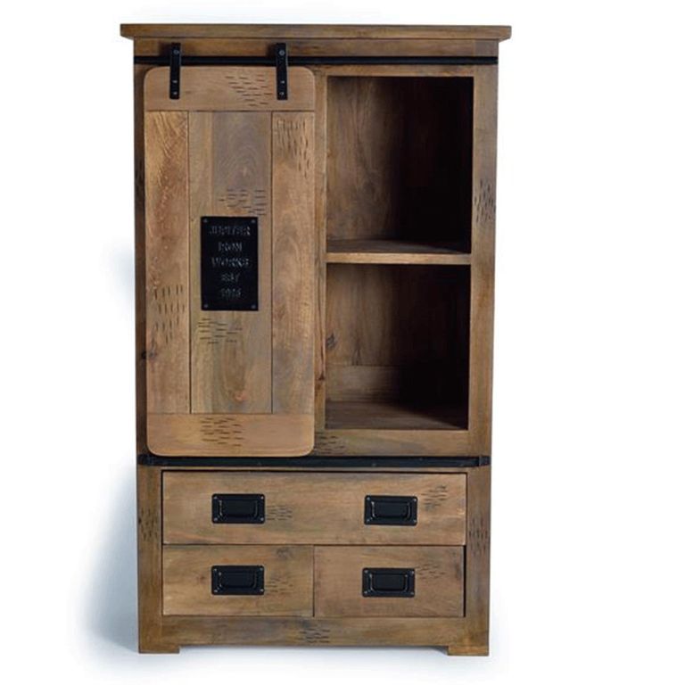 Iron Works Hall Cabinet - Mango Wood - 1 Door