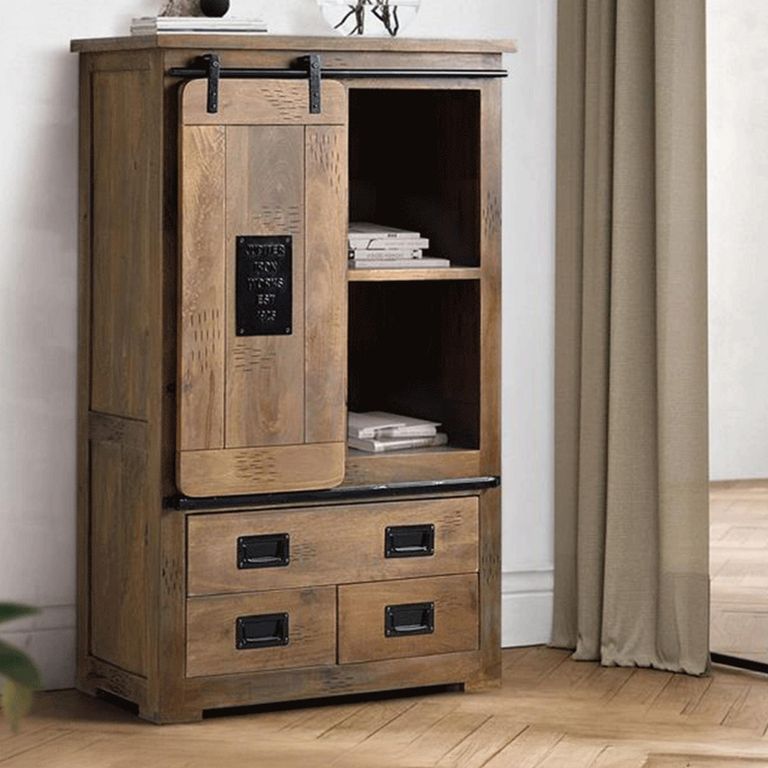 Iron Works Hall Cabinet - Mango Wood - 1 Door