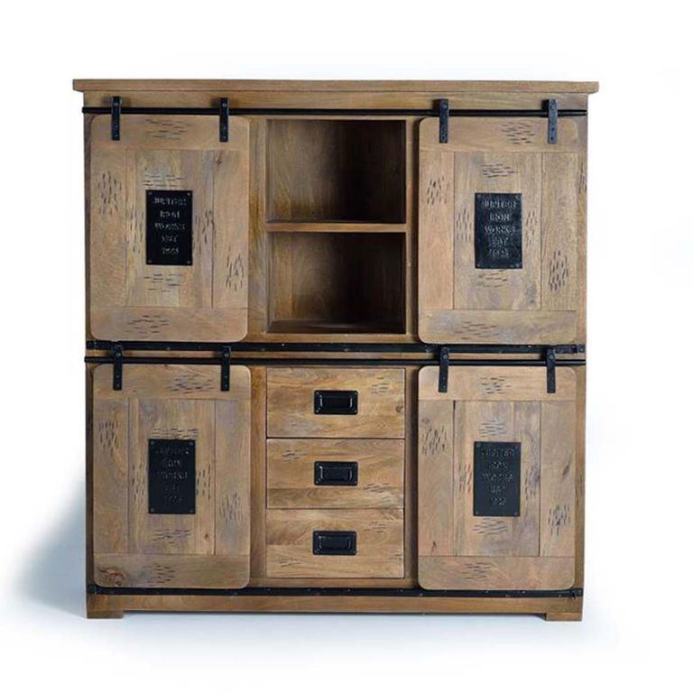 Iron Works Cabinet - Mango Wood - 4 Door