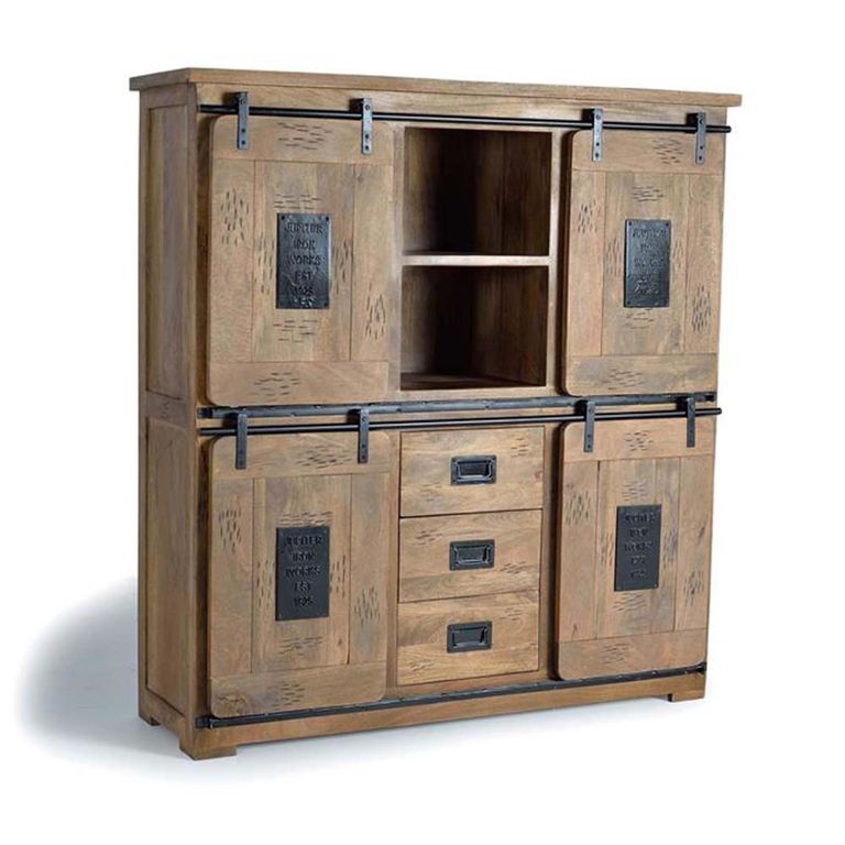 Iron Works Cabinet - Mango Wood - 4 Door
