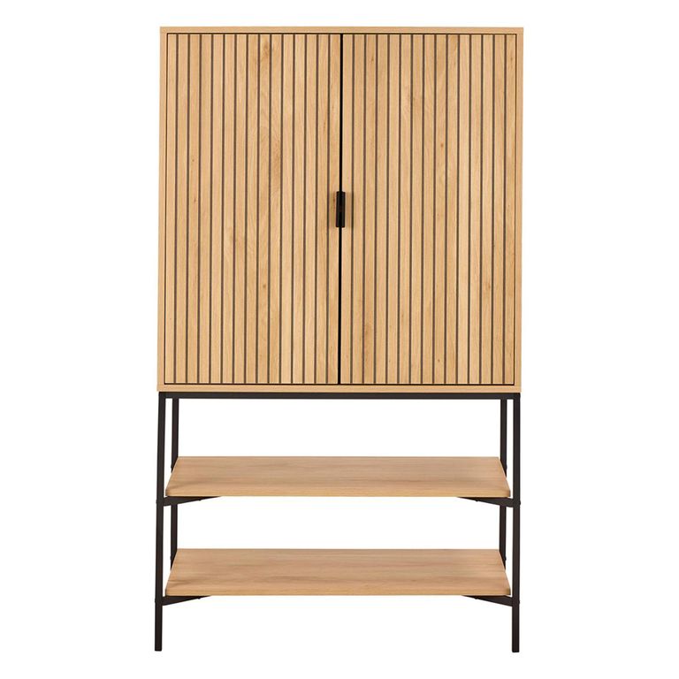 Jaipur Hall Cabinet - 2 Door - Fluted - Oak