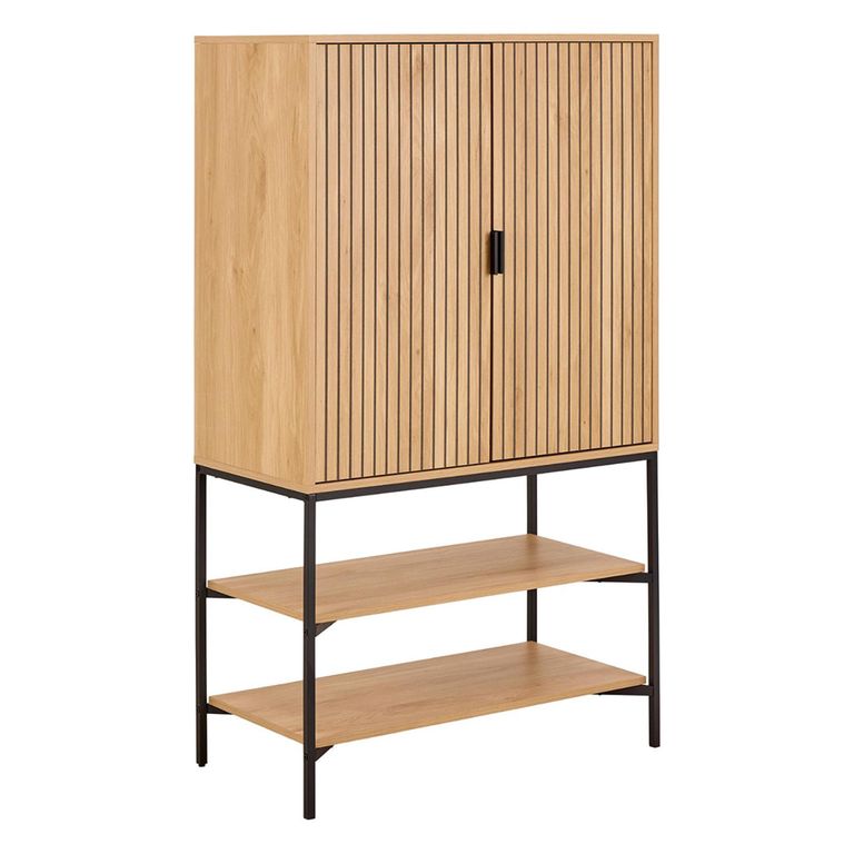 Jaipur Hall Cabinet - 2 Door - Fluted - Oak