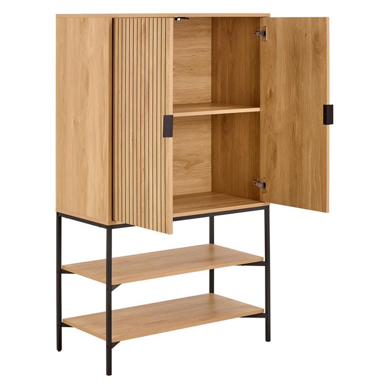 Jaipur Hall Cabinet - 2 Door - Fluted - Oak