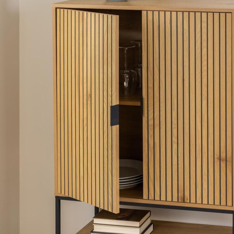 Jaipur Hall Cabinet - 2 Door - Fluted - Wild Oak