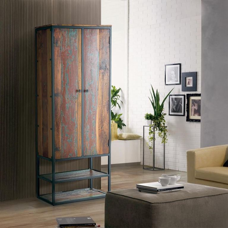 Jazlyn Hall Cabinet - Industrial Style - Recycled Wood - 2 Door