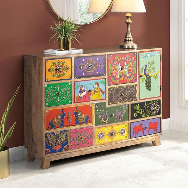 Kenmare Cabinet - Mango Wood - Painted - Multi Drawer - Wide