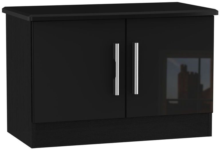 Knightsbridge Black Gloss 2 Door Low Cabinet