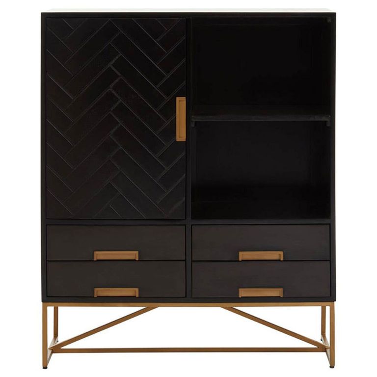 Kochi Hall Cabinet - 1 Door - Black - Mango Wood