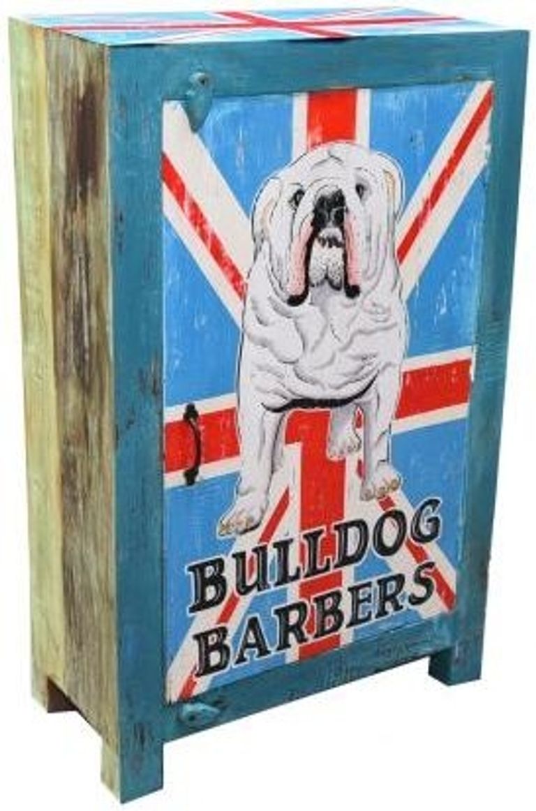 Kufri Hand Painted British Bulldog Narrow 1 Door Cabinet