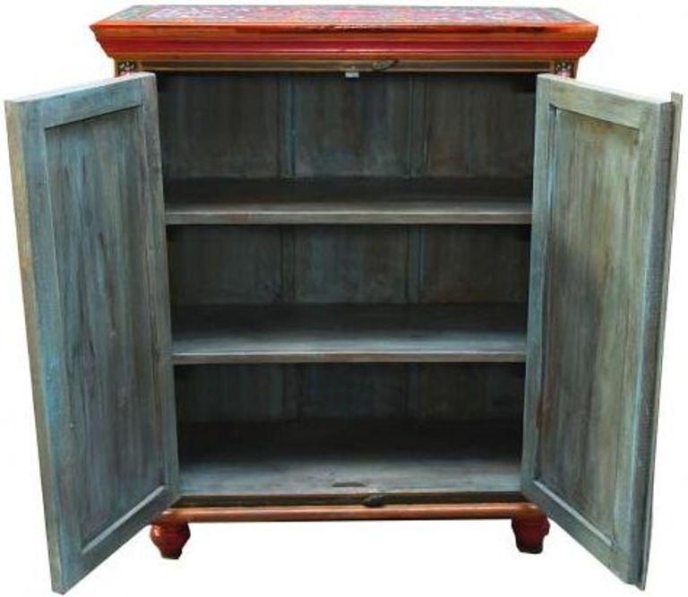 Kufri Hand Painted Vintage Folk Pattern 2 Door Cabinet