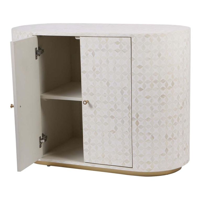 Aspen Cabinet - White Bone Inlay - 2 Door