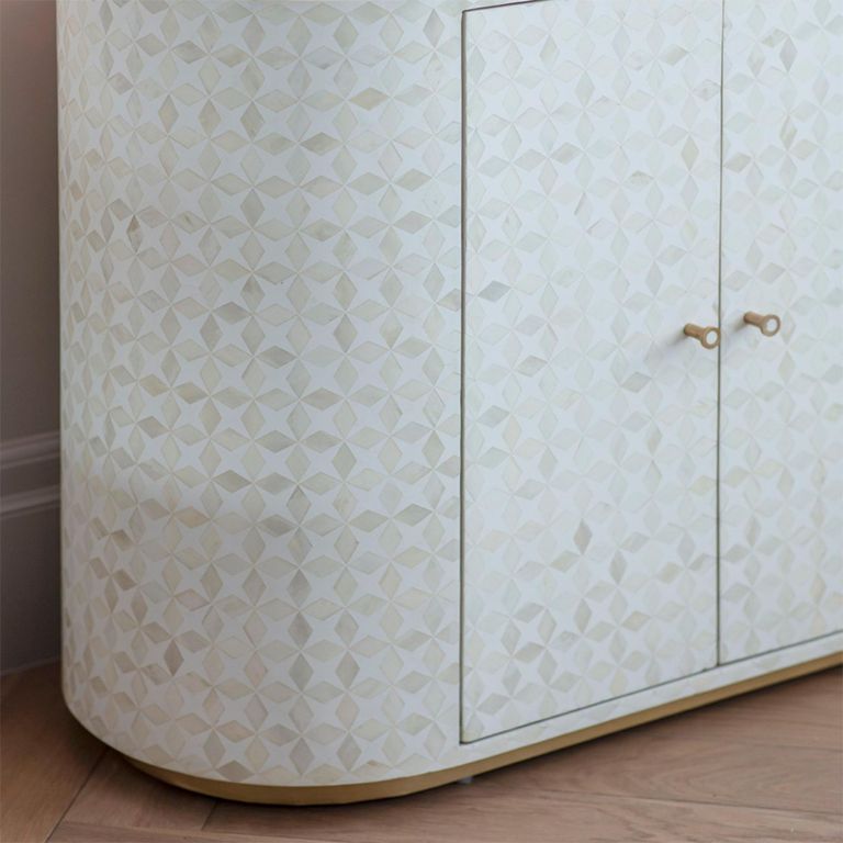 Aspen Cabinet - White Bone Inlay - 2 Door