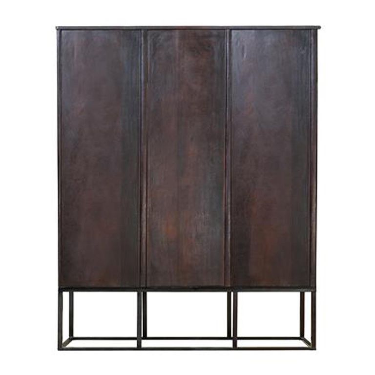 Macedonia Hall Cabinet - Carved Dark Mango Wood - 3 Door