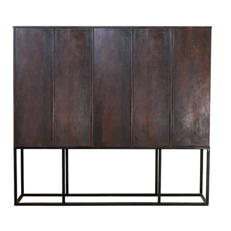 Macedonia Hall Cabinet - Carved Dark Mango Wood - 4 Door