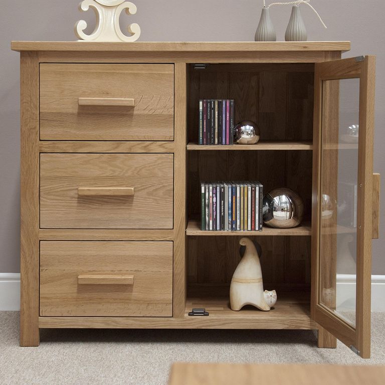 Opus Glazed Chest - 1 Door - 3 Drawer - Oak