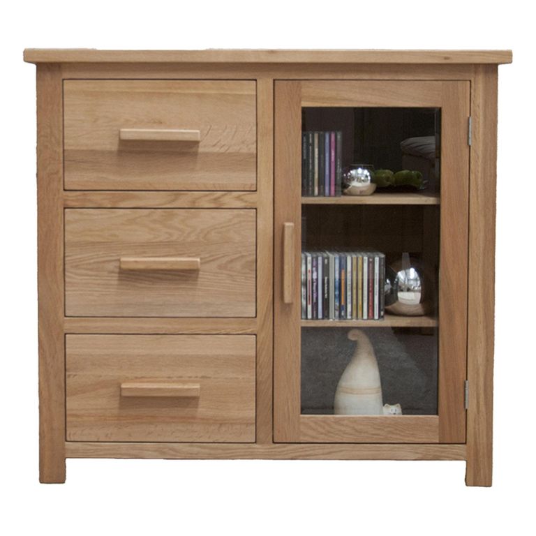 Opus Glazed Chest - 1 Door - 3 Drawer - Oak