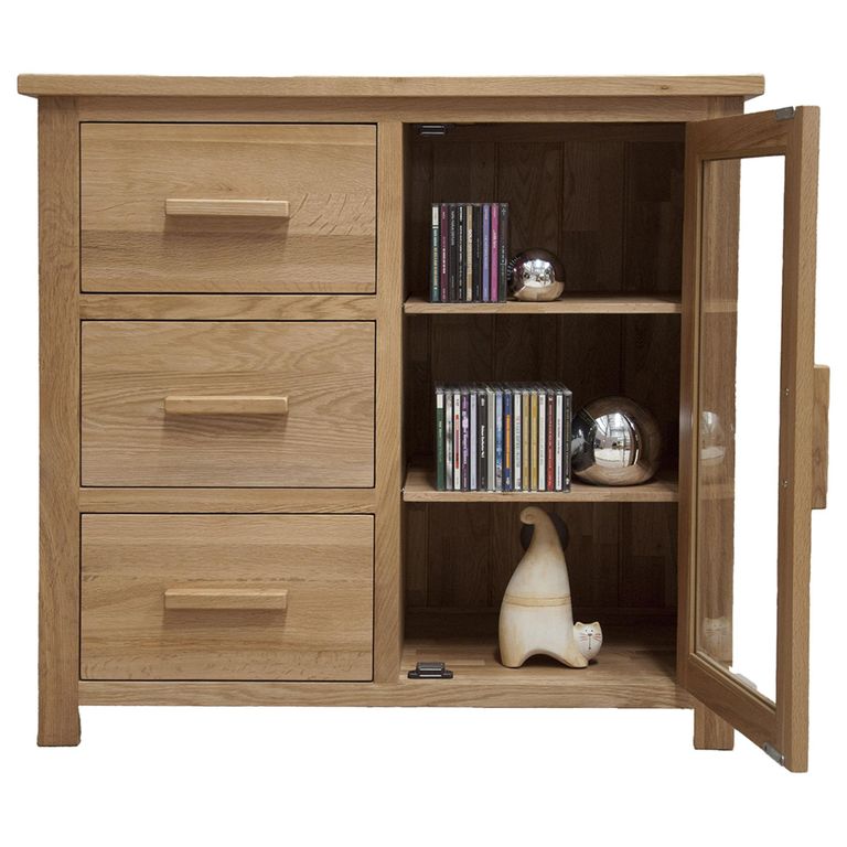 Opus Glazed Chest - 1 Door - 3 Drawer - Oak