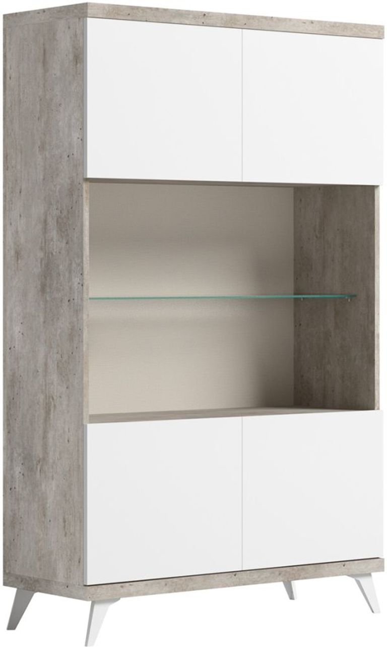 Modern Treviso Vitrine - 2 Door - White
