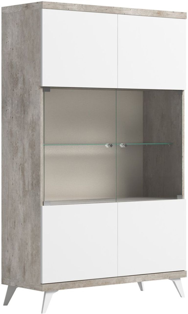 Modern Treviso Vitrine - 2 Glass Door - White