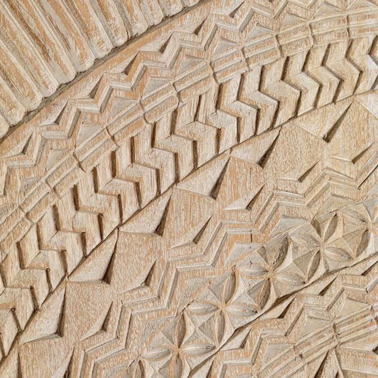 Nadia Hall Cabinet - White Washed - Carved Mango Wood - 2 Door