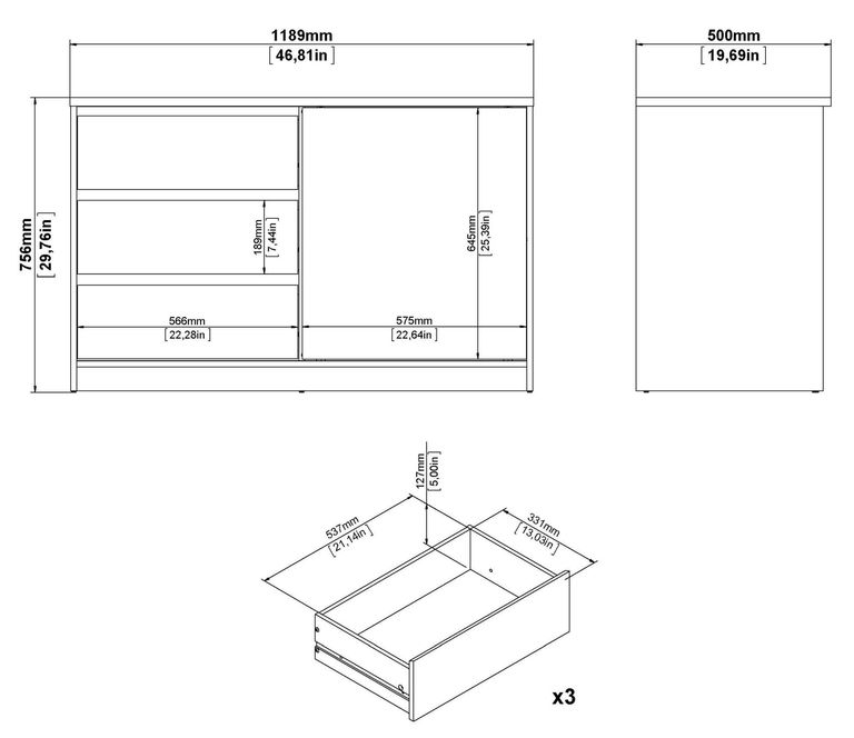 Naia Oak 1 Sliding Door Storage Unit
