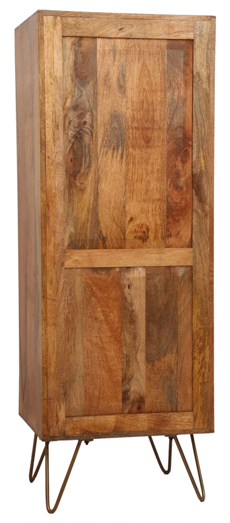 Nyack Mango Wood with Rattan Bookcase - Hairpin Legs