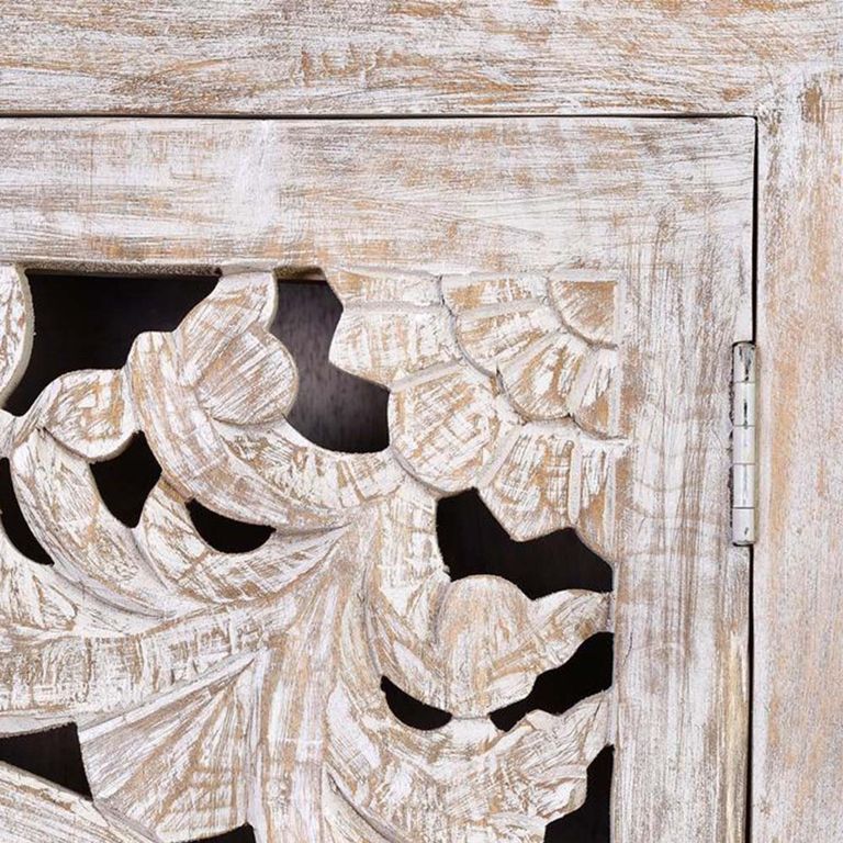 Quintana Cupboard - Washed Carved - Mango Wood - 2 Door