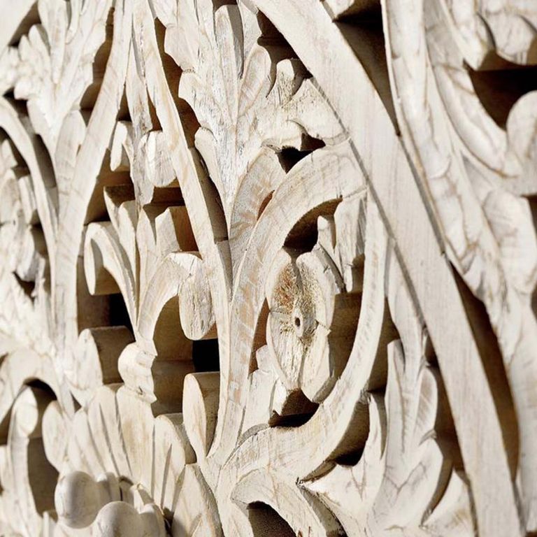 Quintana Hall Cabinet - Washed Carved - Mango Wood - 2 Door