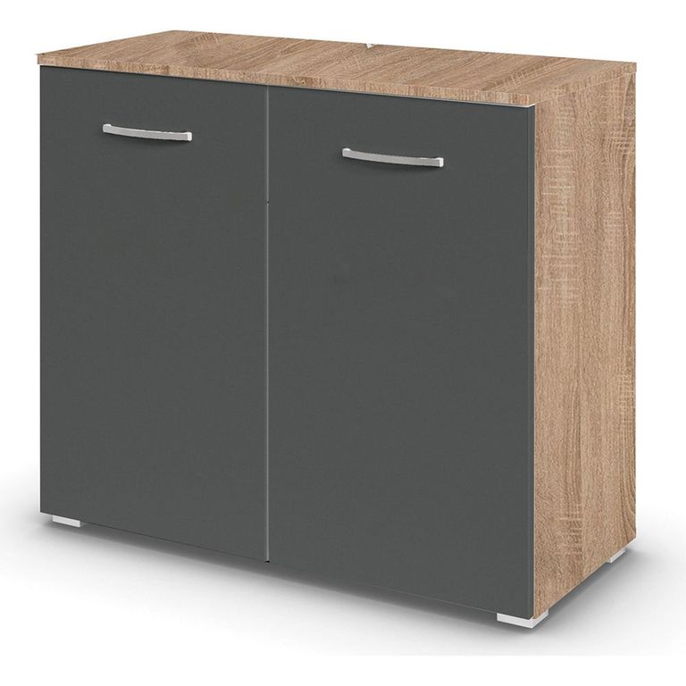 Rauch Aditio 2 Door Cupboard - Sonoma Oak and Metallic Dark Grey