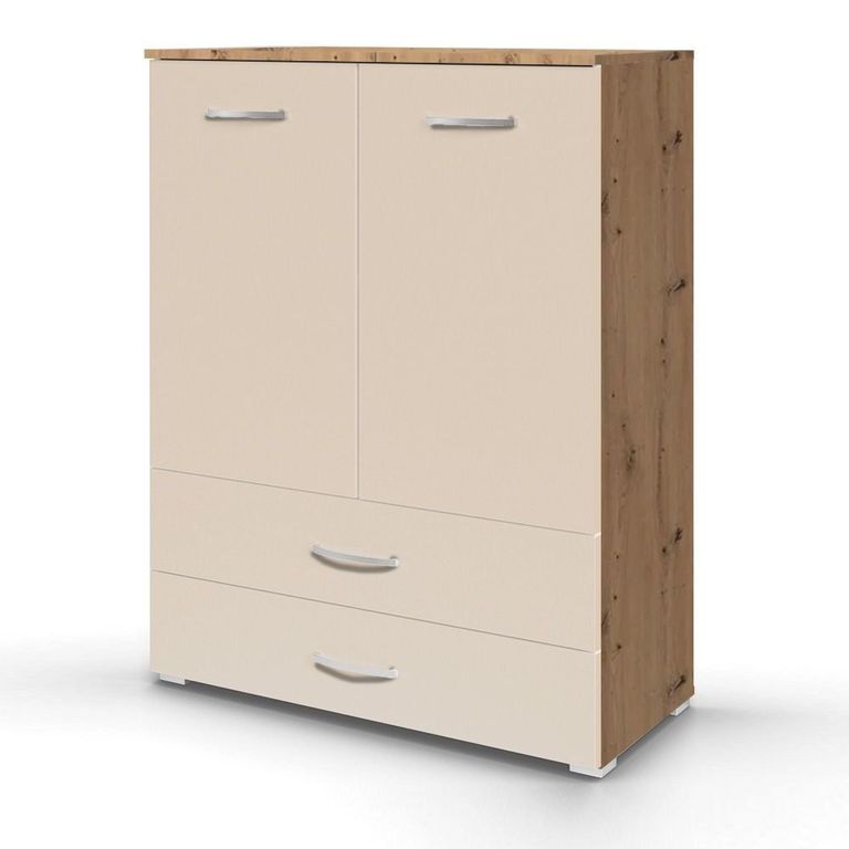 Rauch Aditio 2 Door Cupboard with 2 Bottom Drawer - Artisan Oak and Champagne