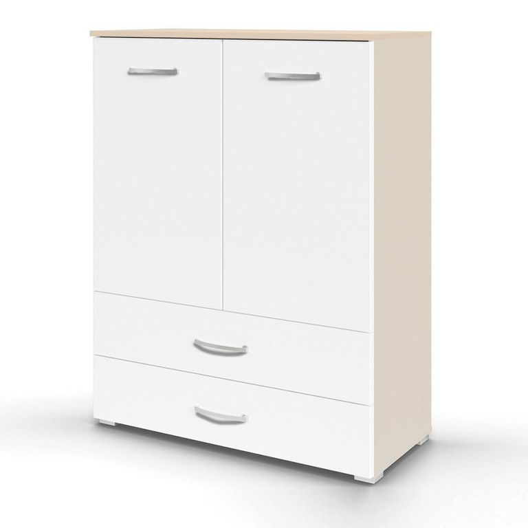 Rauch Aditio 2 Door Cupboard with 2 Bottom Drawer - Champagne and Alpine White