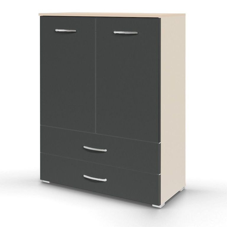 Rauch Aditio 2 Door Cupboard with 2 Bottom Drawer - Champagne and Metallic Dark Grey