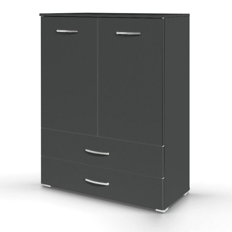 Rauch Aditio 2 Door Cupboard with 2 Bottom Drawer - Metallic Dark Grey
