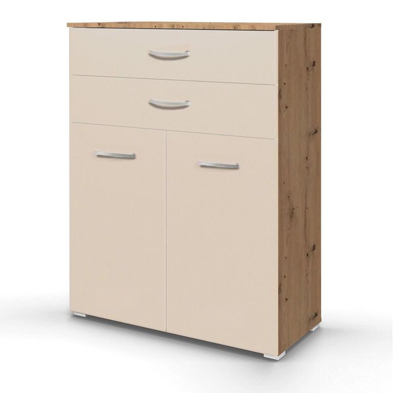 Rauch Aditio 2 Door Cupboard with 2 Top Drawer - Artisan Oak and Champagne