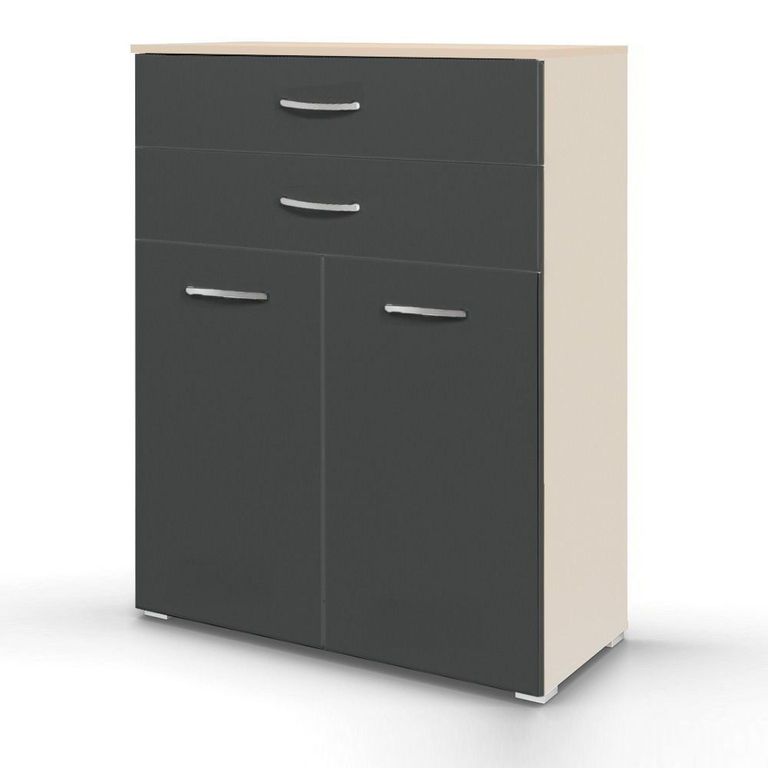 Rauch Aditio 2 Door Cupboard with 2 Top Drawer - Champagne and Metallic Dark Grey