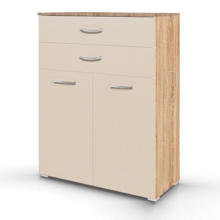 Rauch Aditio 2 Door Cupboard with 2 Top Drawer - Sonoma Oak and Champagne