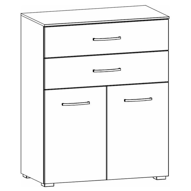 Rauch Aditio 2 Door Cupboard with 2 Top Drawer - Sonoma Oak and Champagne