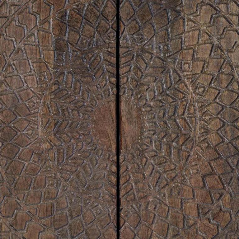 Refton Cupboard - Carved - Dark Mango Wood - 2 Door