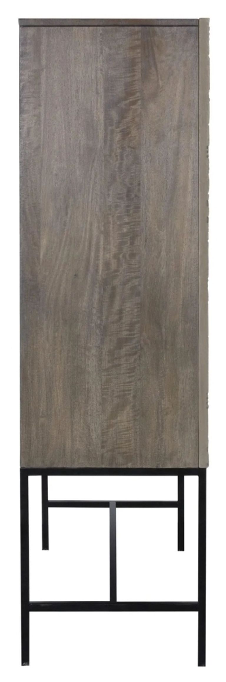 Sahara Black Washed Carved Mango Wood 2 Door Hall Cabinet