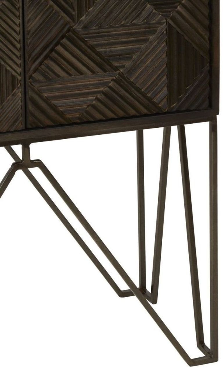 Saira Hall Cabinet - 2 Door - Carved - Mango Wood