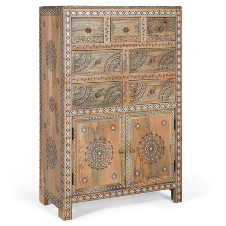 Savona Hall Cabinet - Mango Wood - Painted - 2 Door